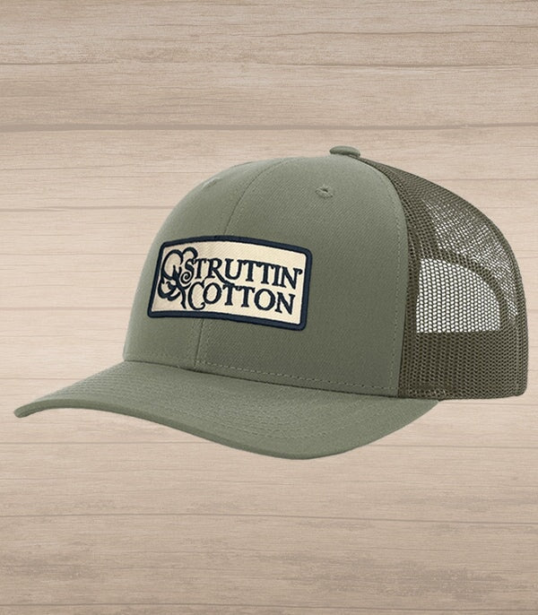 Cotton Boll Patch Snap Back Trucker Hat - Loden-Struttin Cotton