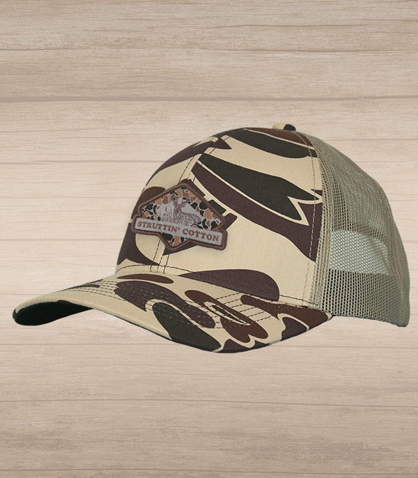 Diamond Buck Patch Snap Back Trucker - New School Camo-Struttin Cotton
