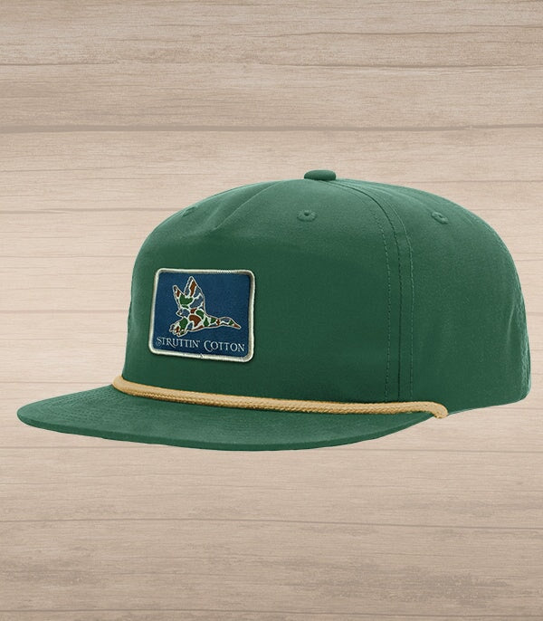 Old School Mallard Patch Snap Back Trucker - Mallard Green/Tan Rope-Struttin Cotton