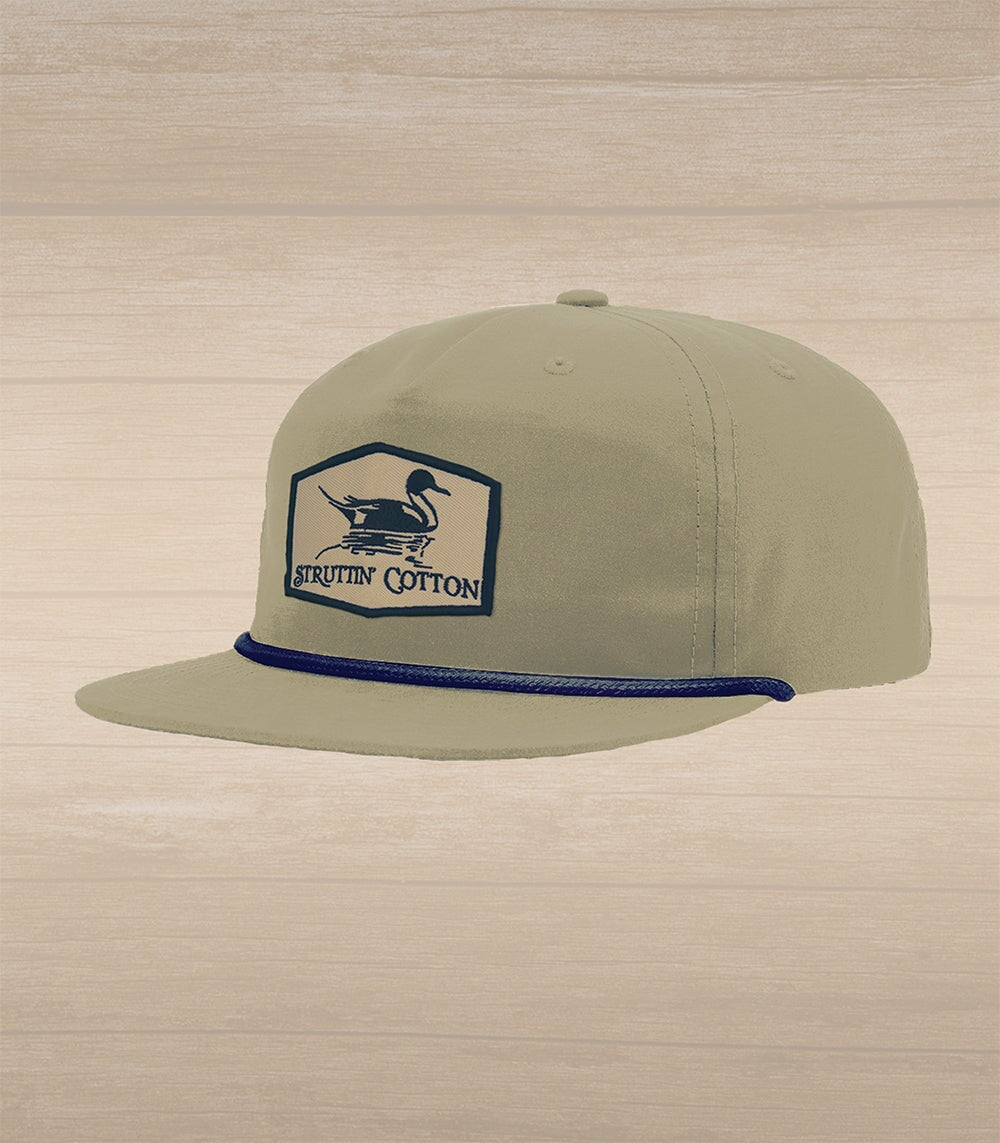 Pintail Patch Snap Back Rope Hat - Khaki with Navy Rope