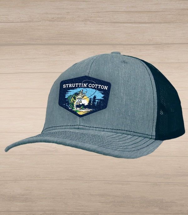 Early Riser Patch Snap Back Trucker Hat - Heather Grey/Navy-Struttin Cotton