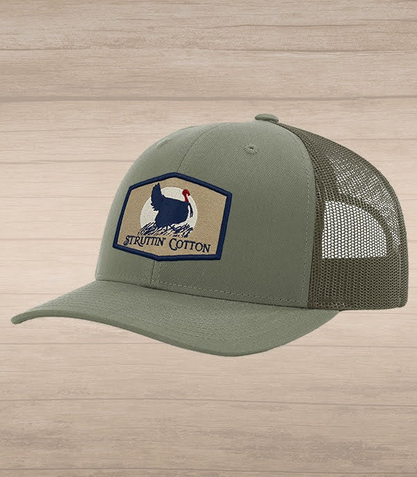 Turkey Sunrise Patch Snap Back Trucker - Loden-Struttin Cotton