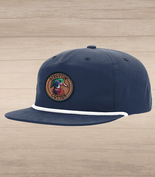 Wood Duck Cherish Patch Snap Back Hat – Navy with White Rope