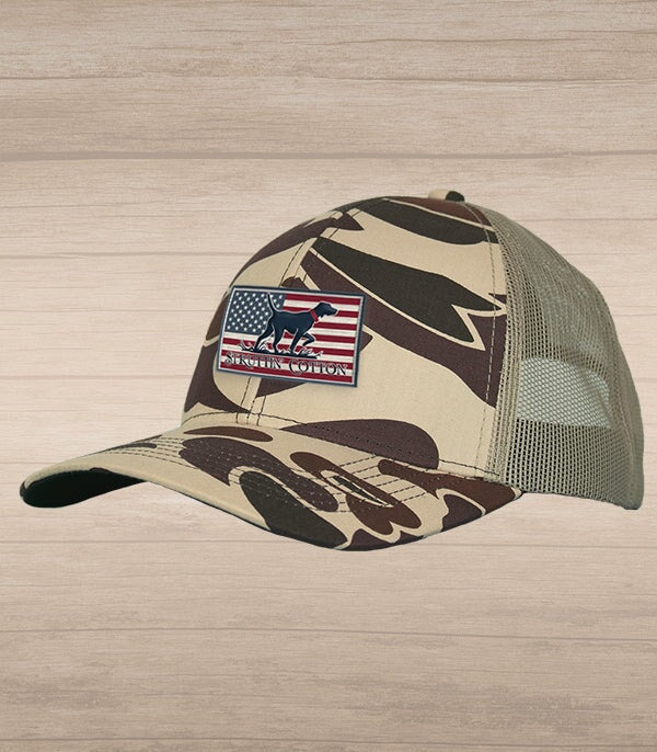 Freedom Pointer Patch Snap Back Trucker – New School Camo