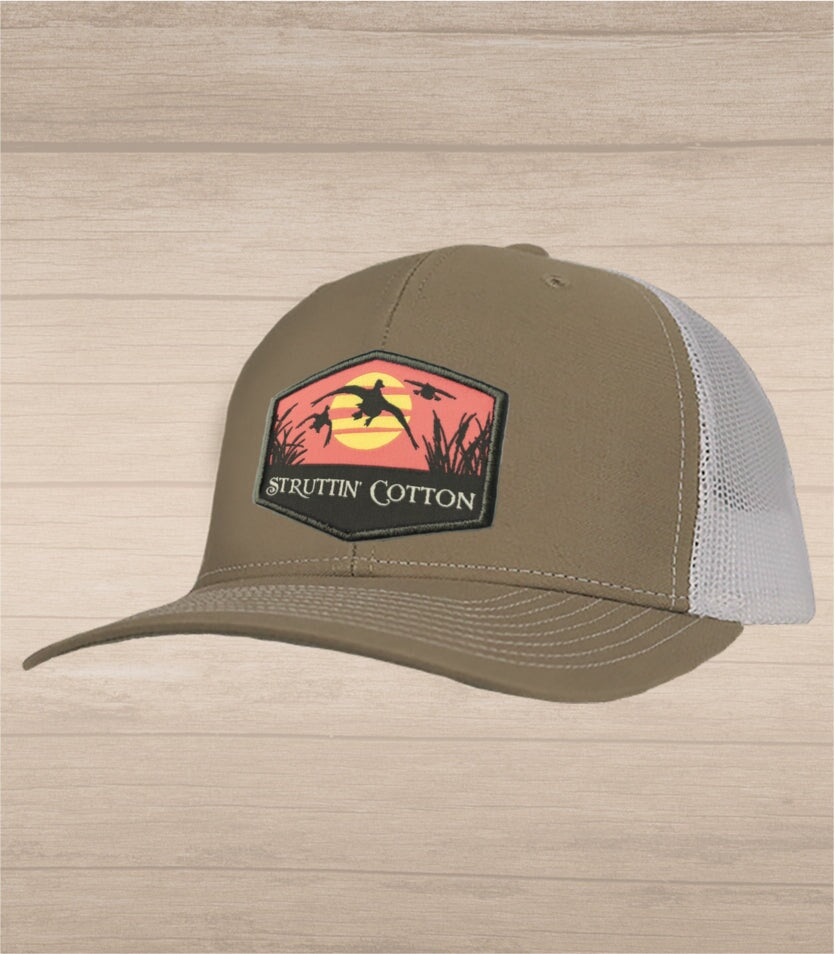 Evening Airshow Patch Snap Back Trucker - Khaki/White-Struttin Cotton
