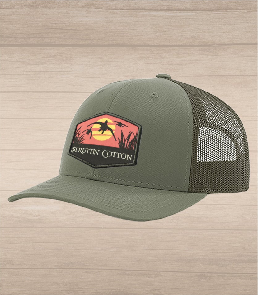 Evening Airshow Patch Snap Back Trucker - Loden-Struttin Cotton
