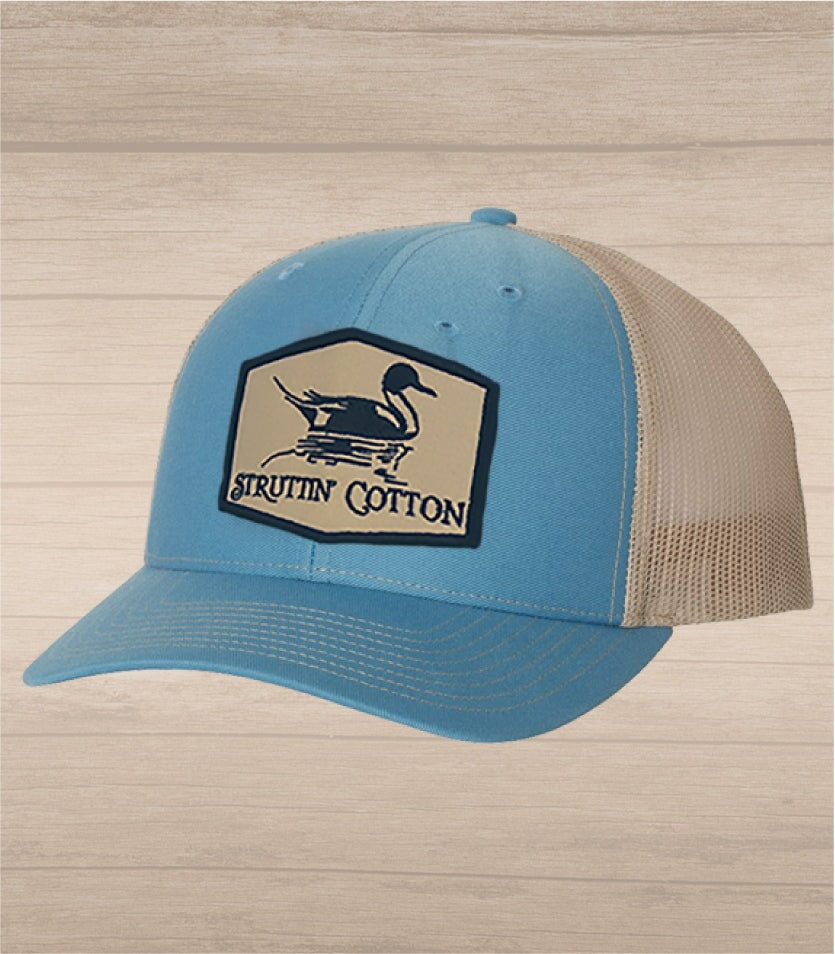 Pintail Patch Snap Back Trucker - Columbia Blue/Khaki-Struttin Cotton