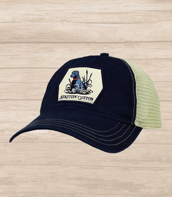 Lab Patch Snap Back Unstructured Trucker - Navy/Khaki-Struttin Cotton
