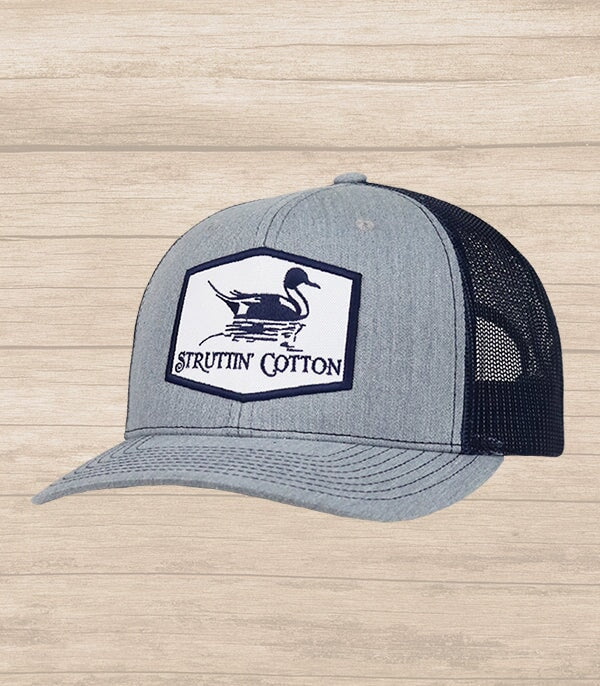 Pintail Patch Snap Back Trucker - Heather Grey/Navy-Struttin Cotton