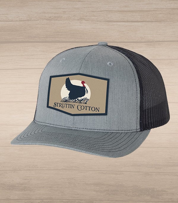 Turkey Sunrise Patch Snap Back Trucker - Heather Grey/Navy-Struttin Cotton