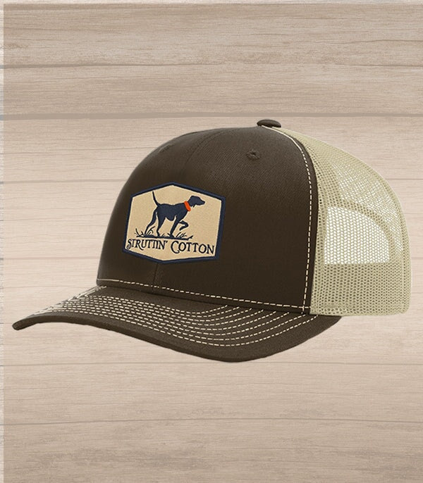 Pointer Patch Snap Back Trucker - Brown/Khaki-Struttin Cotton