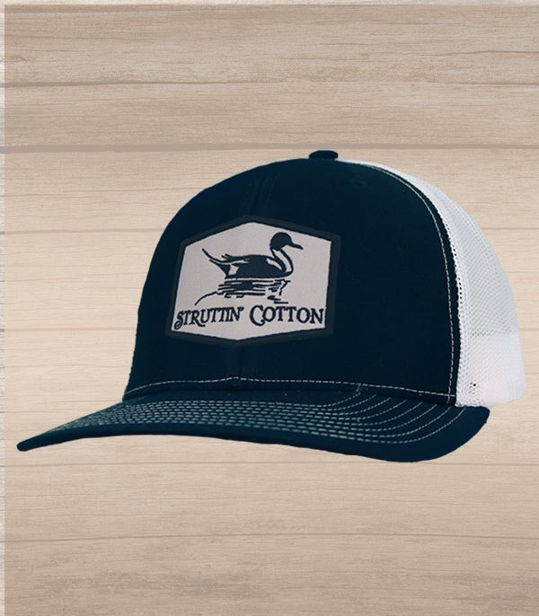 Pintail Patch Snap Back Trucker - Navy/White-Struttin Cotton