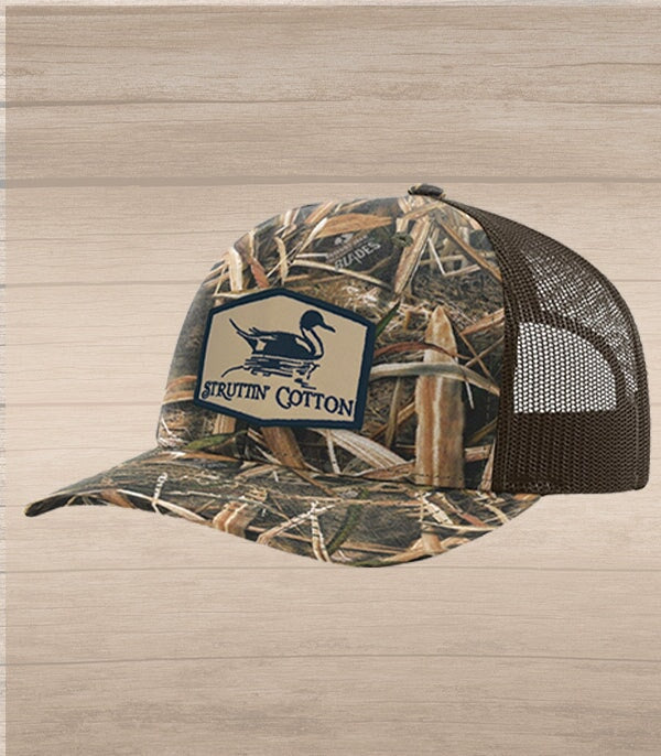 Pintail Patch Snap Back Trucker - Mossy Oak Blades/Brown-Struttin Cotton