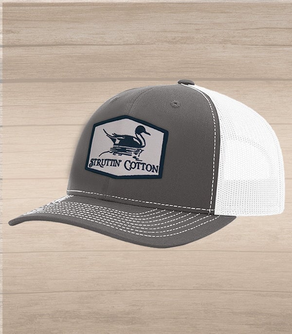 Pintail Patch Snap Back Trucker - Charcoal/White-Struttin Cotton
