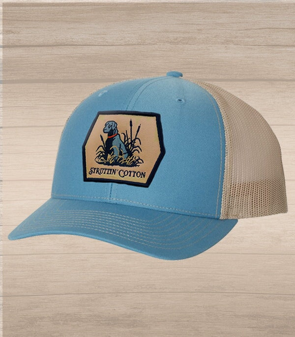 Lab Patch Snap Back Trucker - Columbia Blue/Khaki-Struttin Cotton