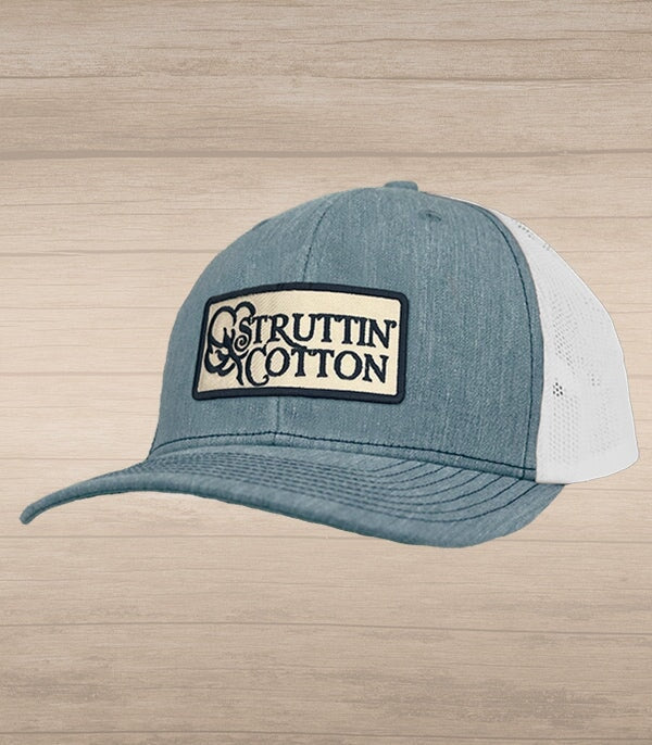 Cotton Boll Patch Snap Back Trucker - Heather Grey/White