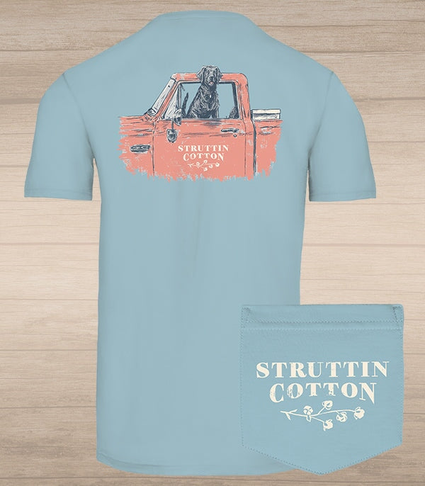 struttin cotton tshirt with truck and dog