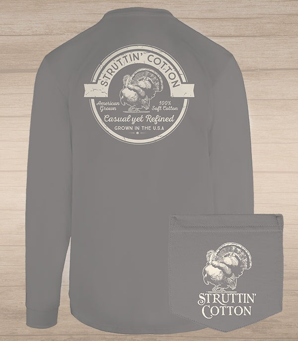 Vintage Logo SC Hurricane Grey Perfect Pocket Long Sleeve Tee-Struttin Cotton
