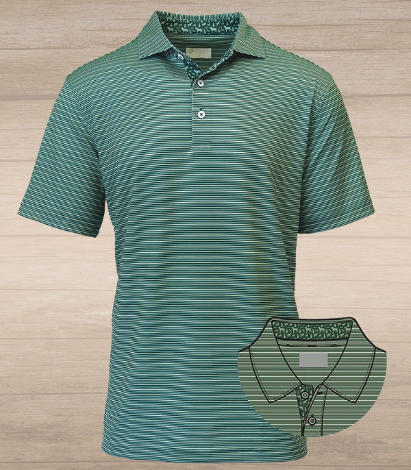 Glynn Stripe With Dogs Performance Polo – Forest &amp; Sage