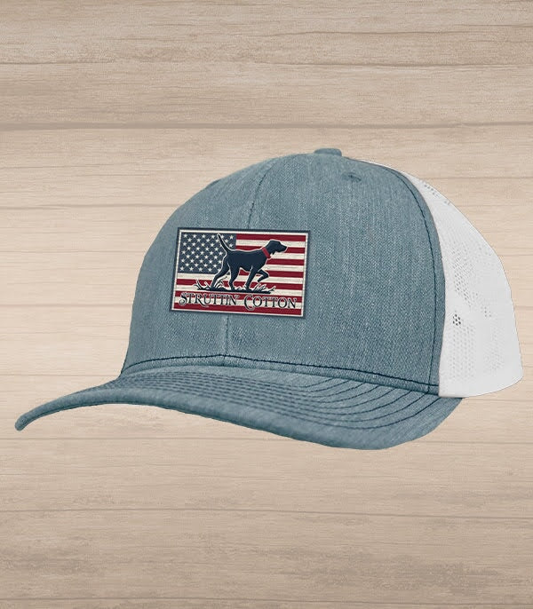 Freedom Pointer Patch Snap Back Trucker - Heather Grey/White