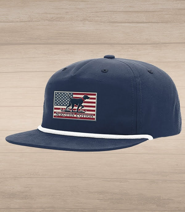 Freedom Pointer Patch Snap Back Trucker - Navy/White Rope
