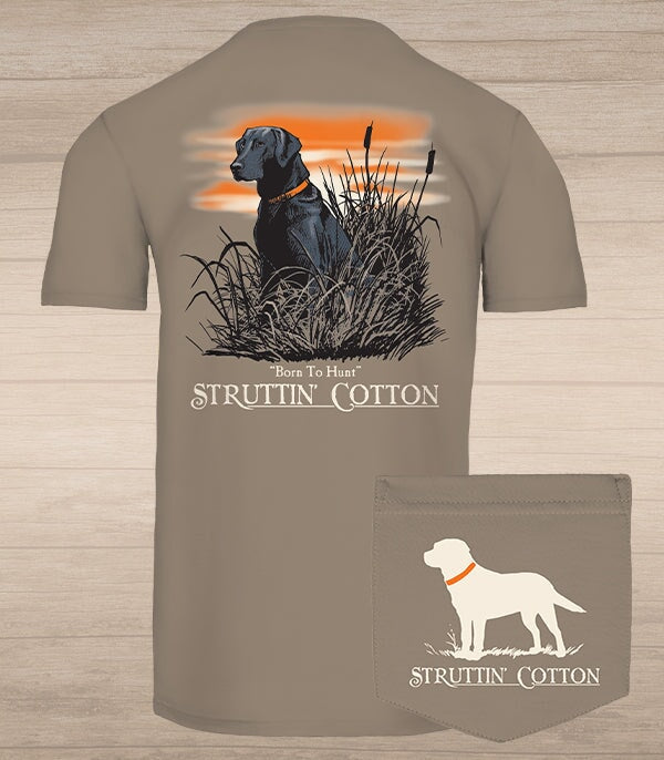 tshirt with a black lab in the grass