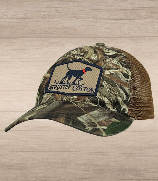 Pointer Patch Snap Back Unstructured Camo Trucker - Realtree Max 5/Buck