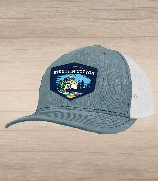 trucker hat with a fishing patch